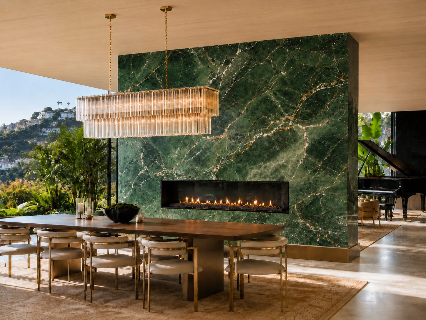 PGM Jade fireplace feature wall in luxury interior
